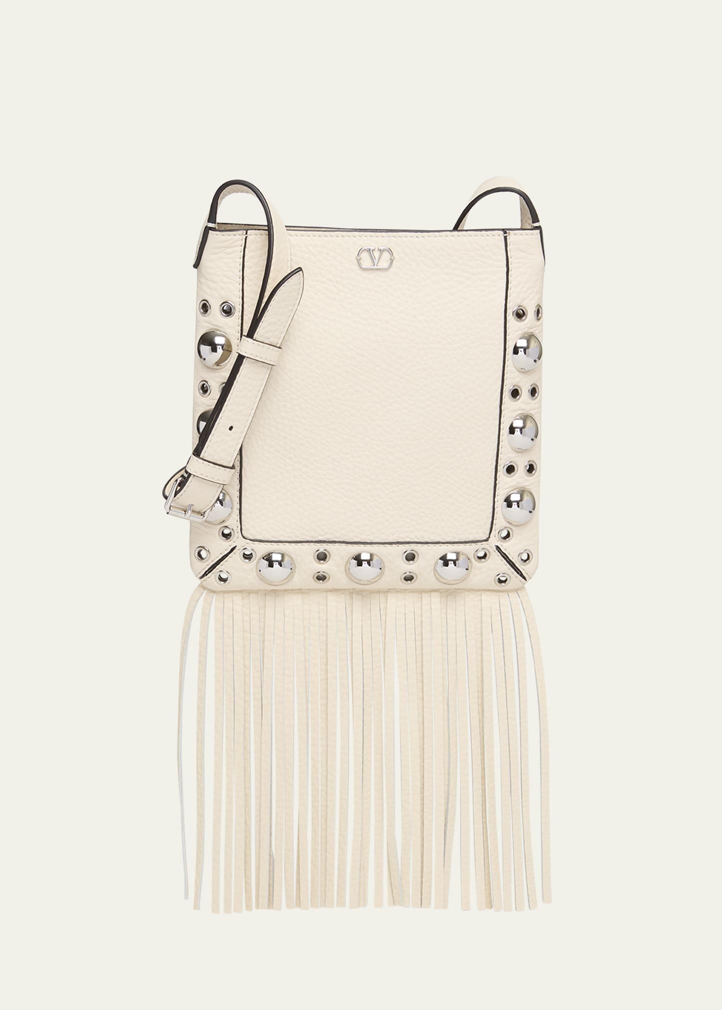 nellcote small fringe studded leather crossbody bag