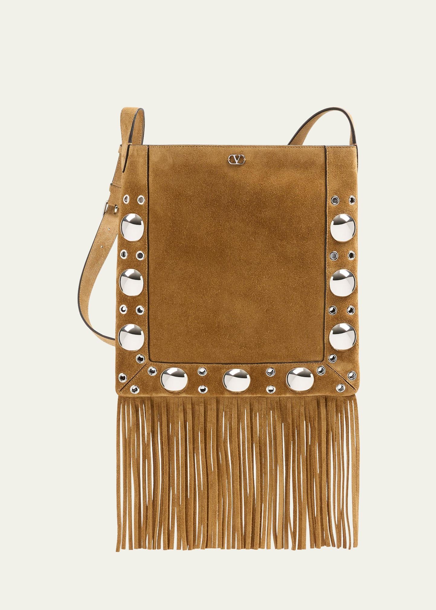 nellcote studded fringe suede crossbody bag