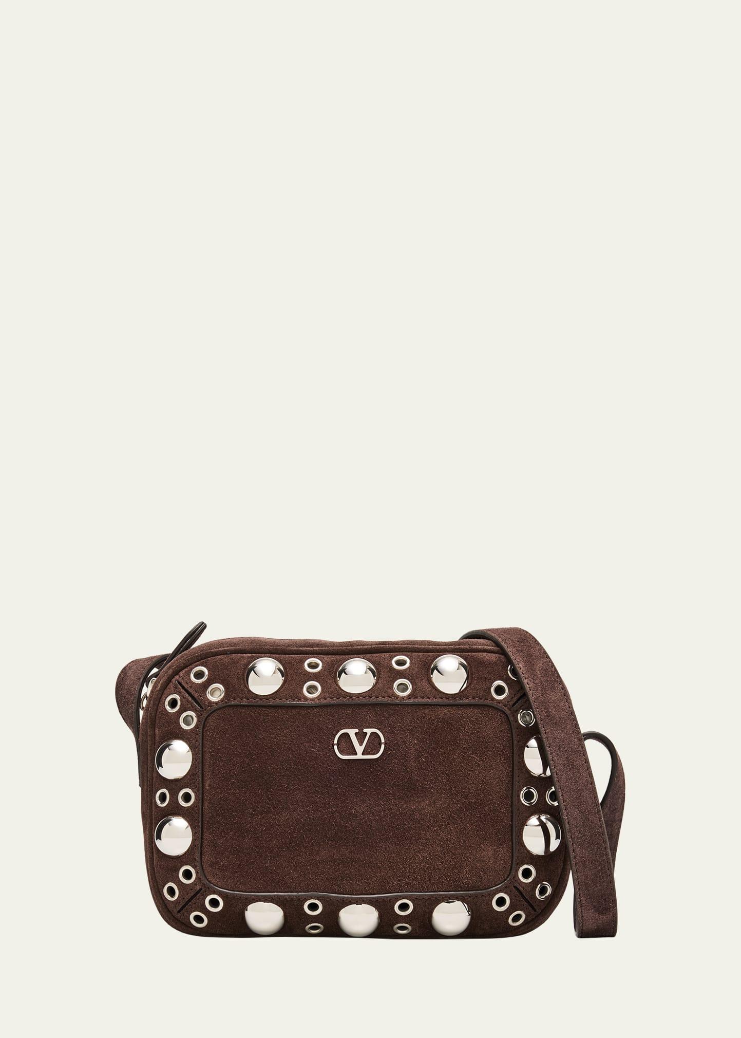 nellcote studded suede camera crossbody bag