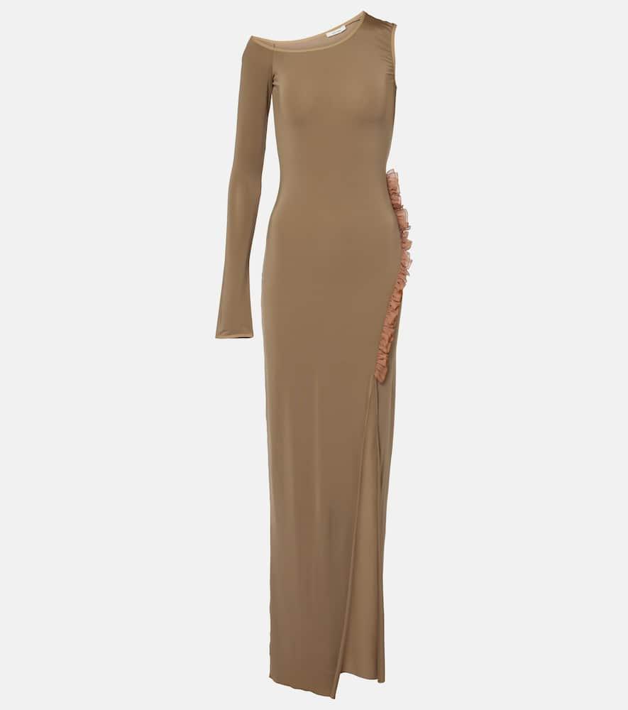 nensi dojaka asymmetric ruffled maxi dress