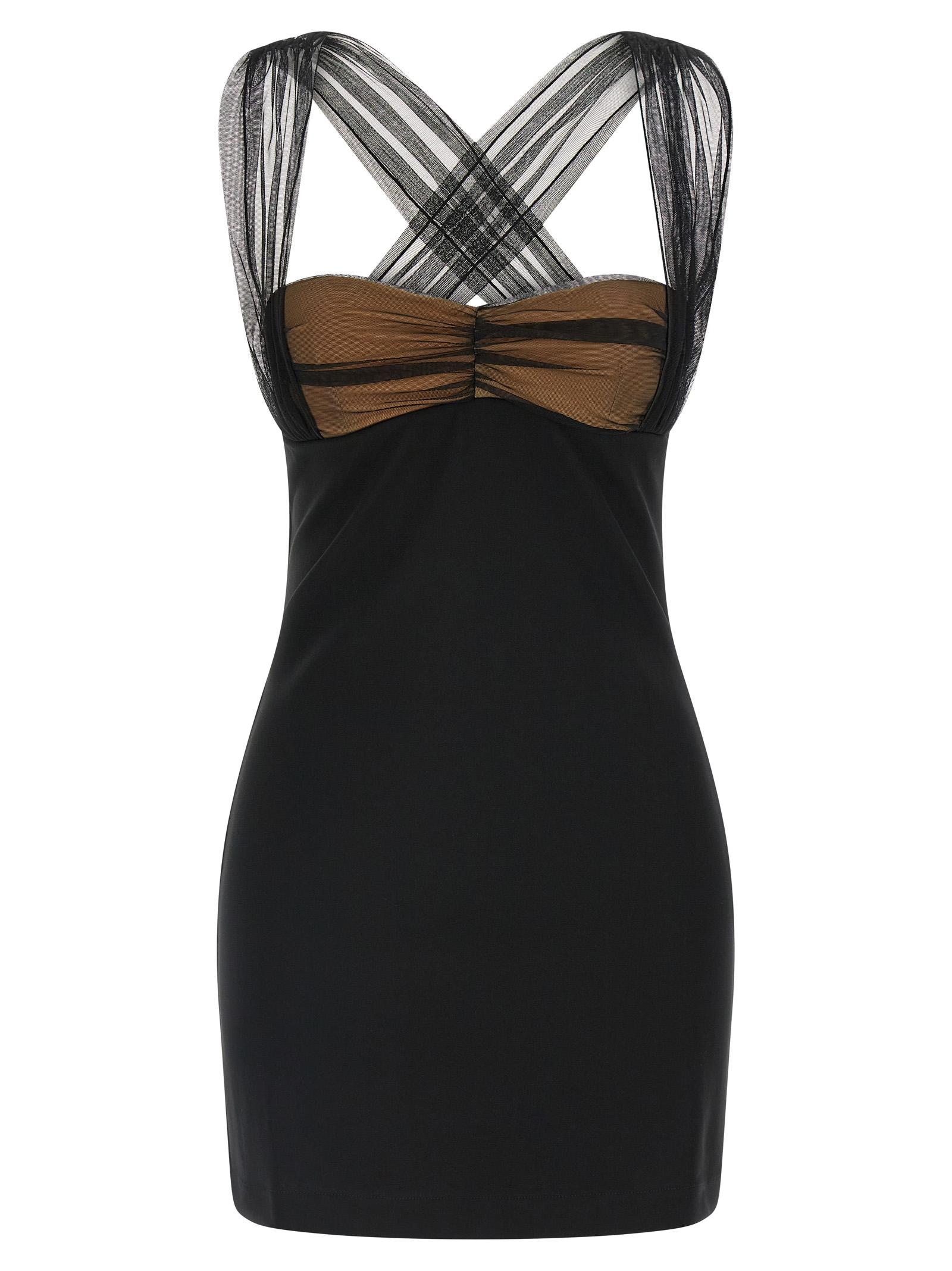 nensi dojaka draped padded cup mini dress black viscose polyamide elastane - women
