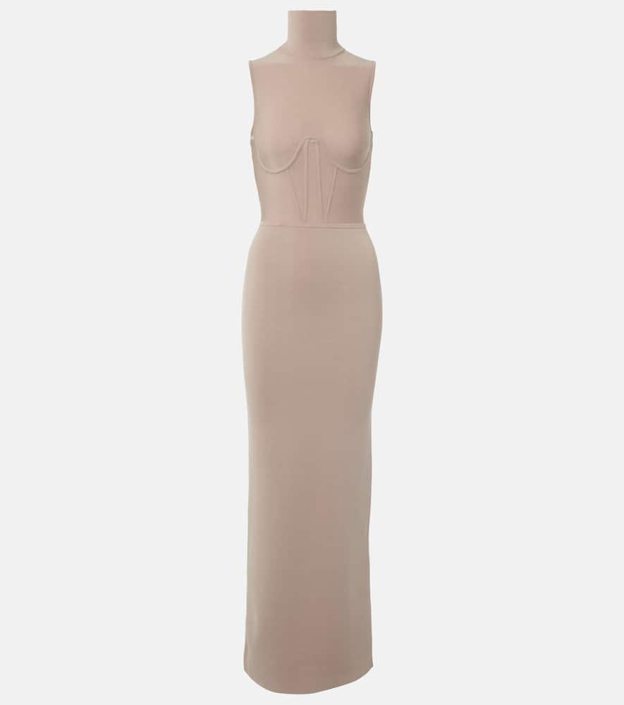 nensi dojaka gwyneth knitted corset maxi dress