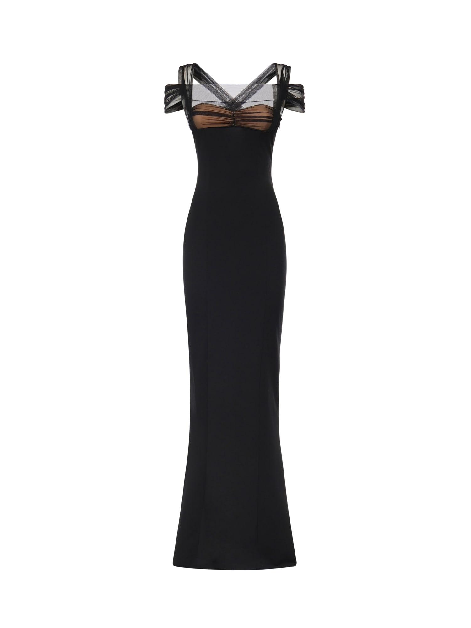 nensi dojaka long dress with ruffles and tulle