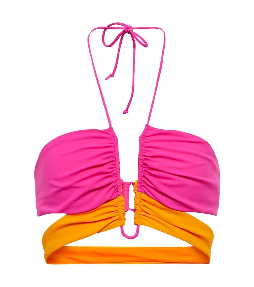 nensi dojaka ruched halterneck bikini top