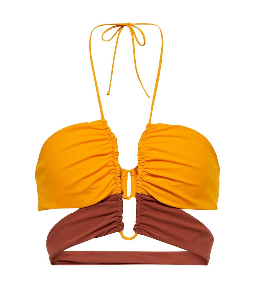 nensi dojaka ruched halterneck bikini top