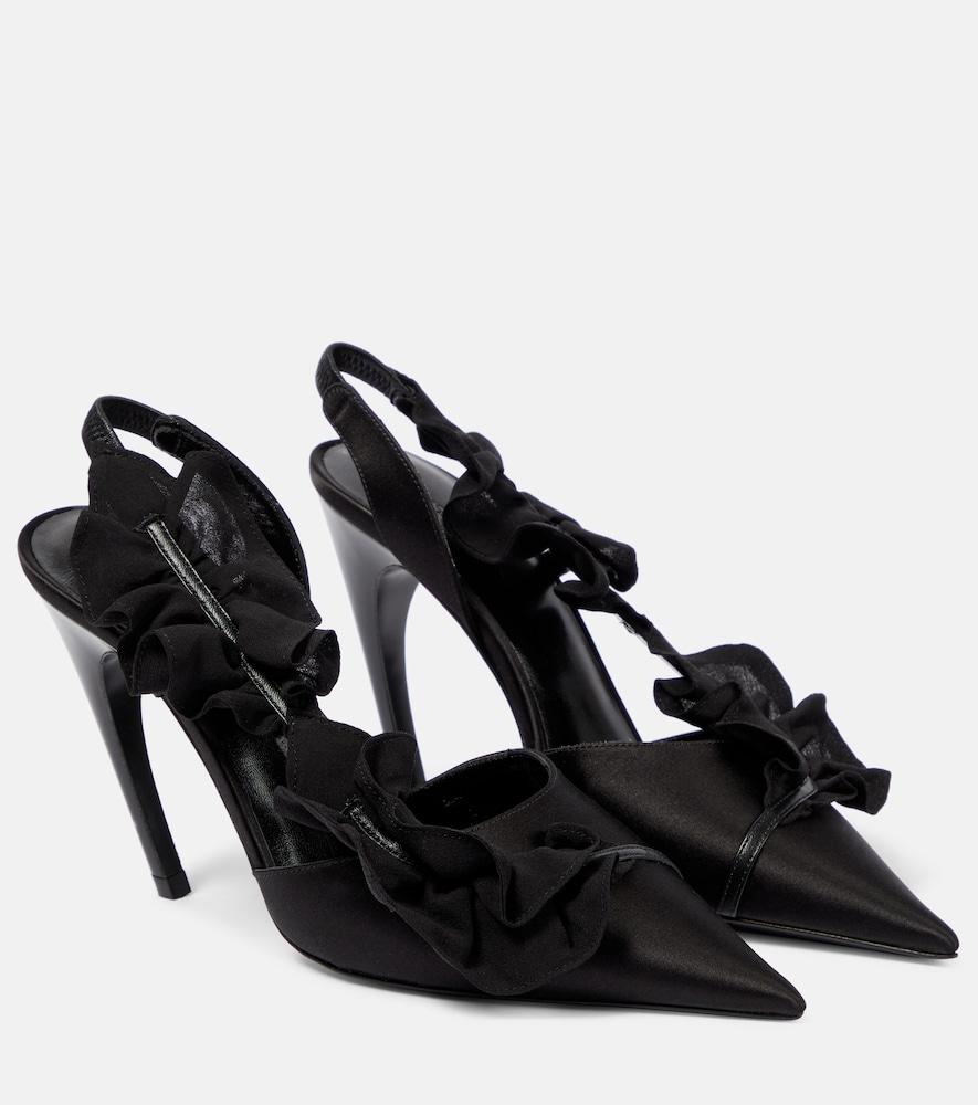 nensi dojaka ruffled satin slingback pumps