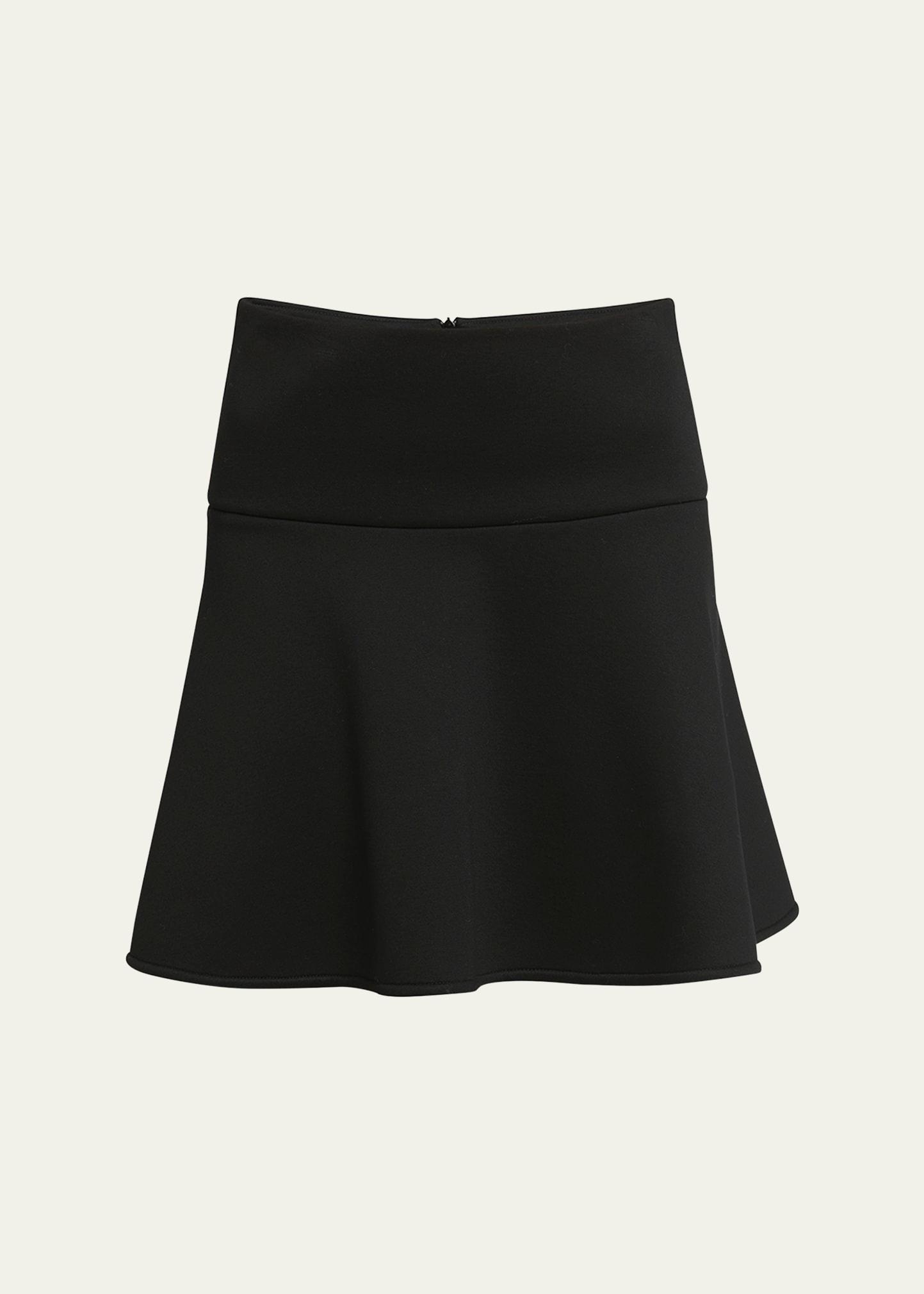neoprene lined flared mini skirt