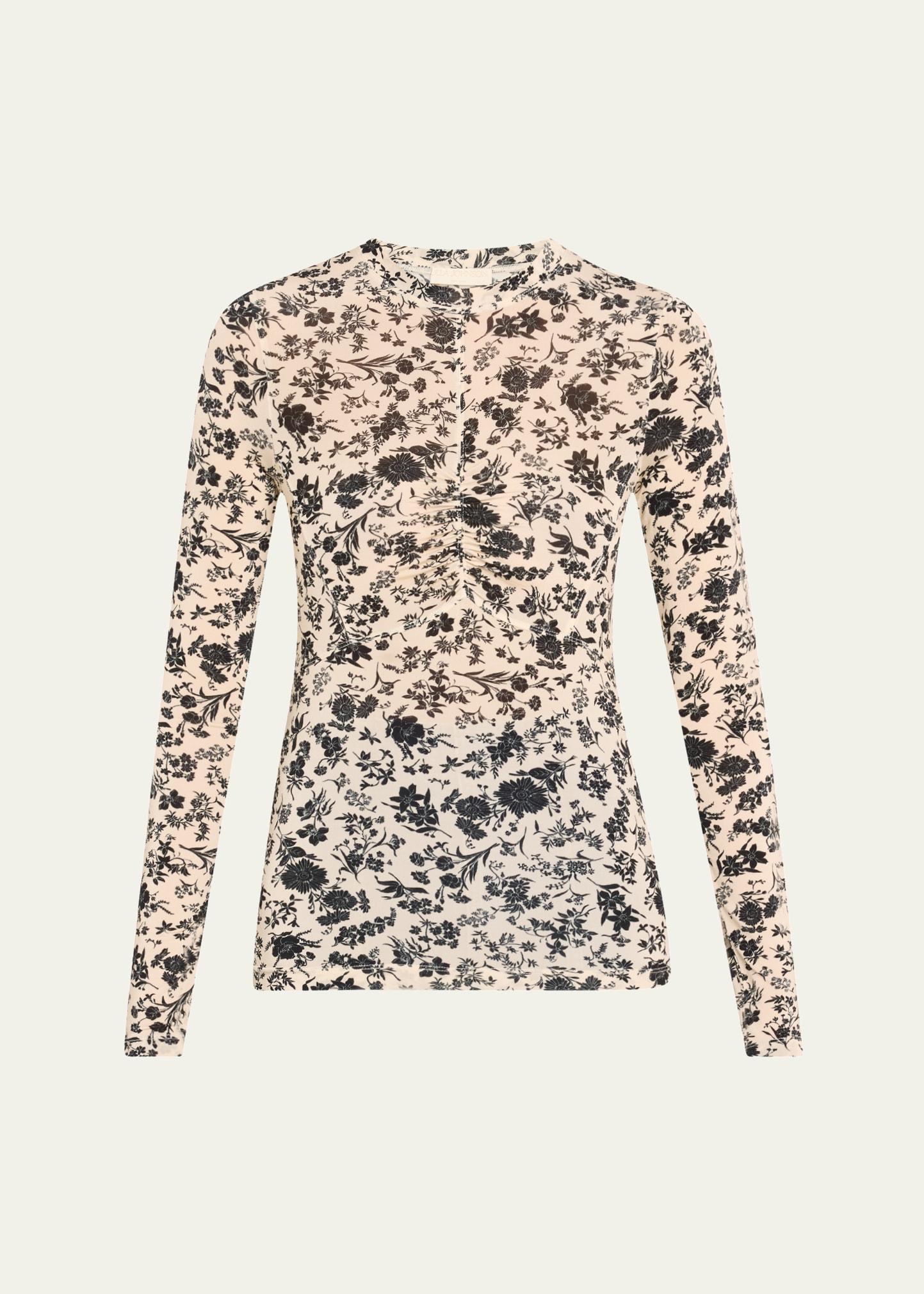 neri long-sleeve ruched top