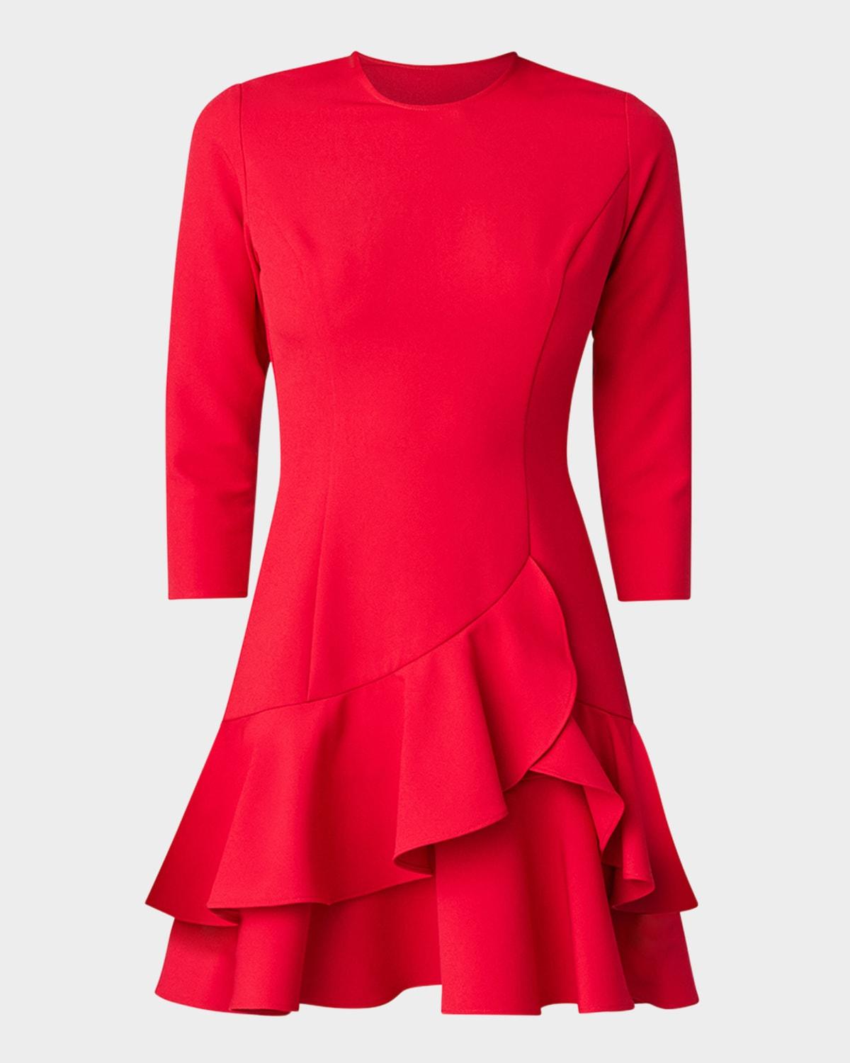 nessa 3/4-sleeve ruffle mini dress