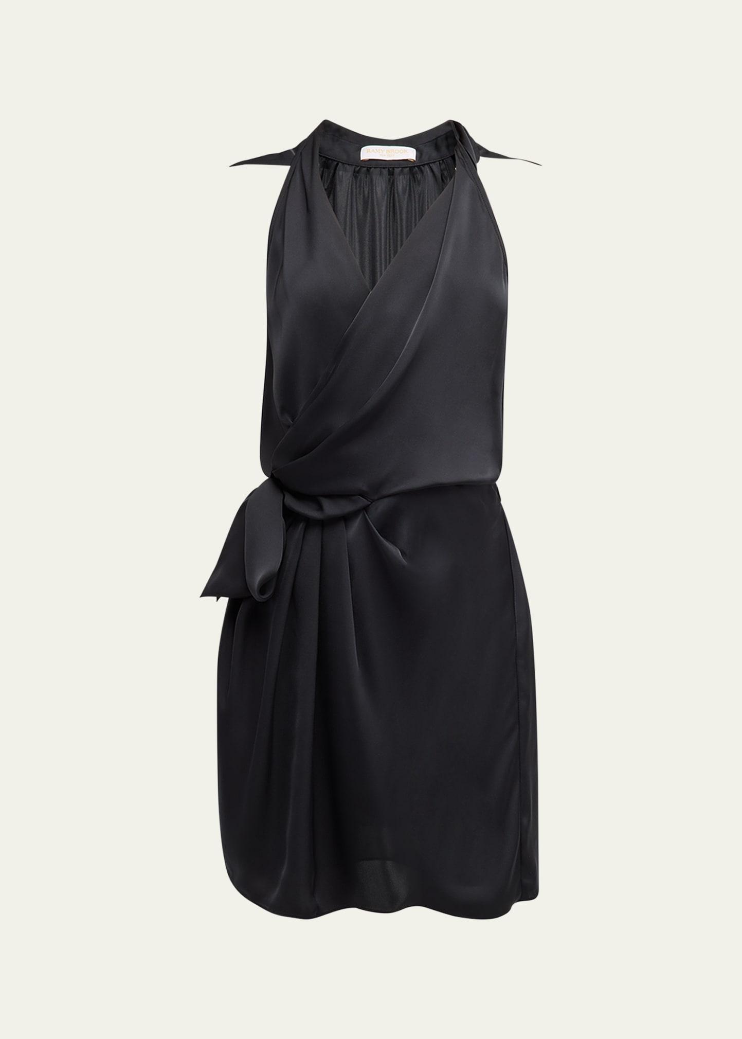 nettie satin wrap mini dress