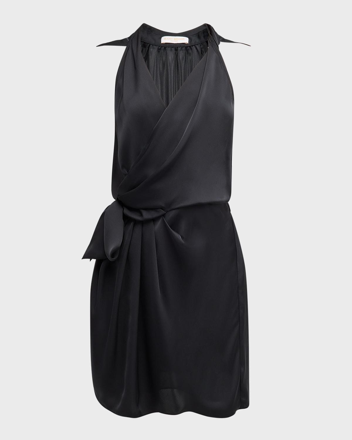 nettie satin wrap mini dress
