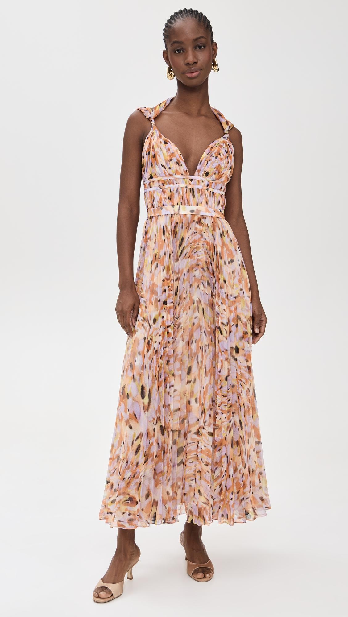 neve pleated chiffon dress