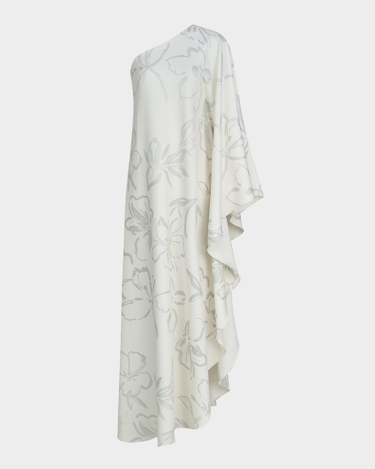 nevean one-shoulder foil crepe caftan