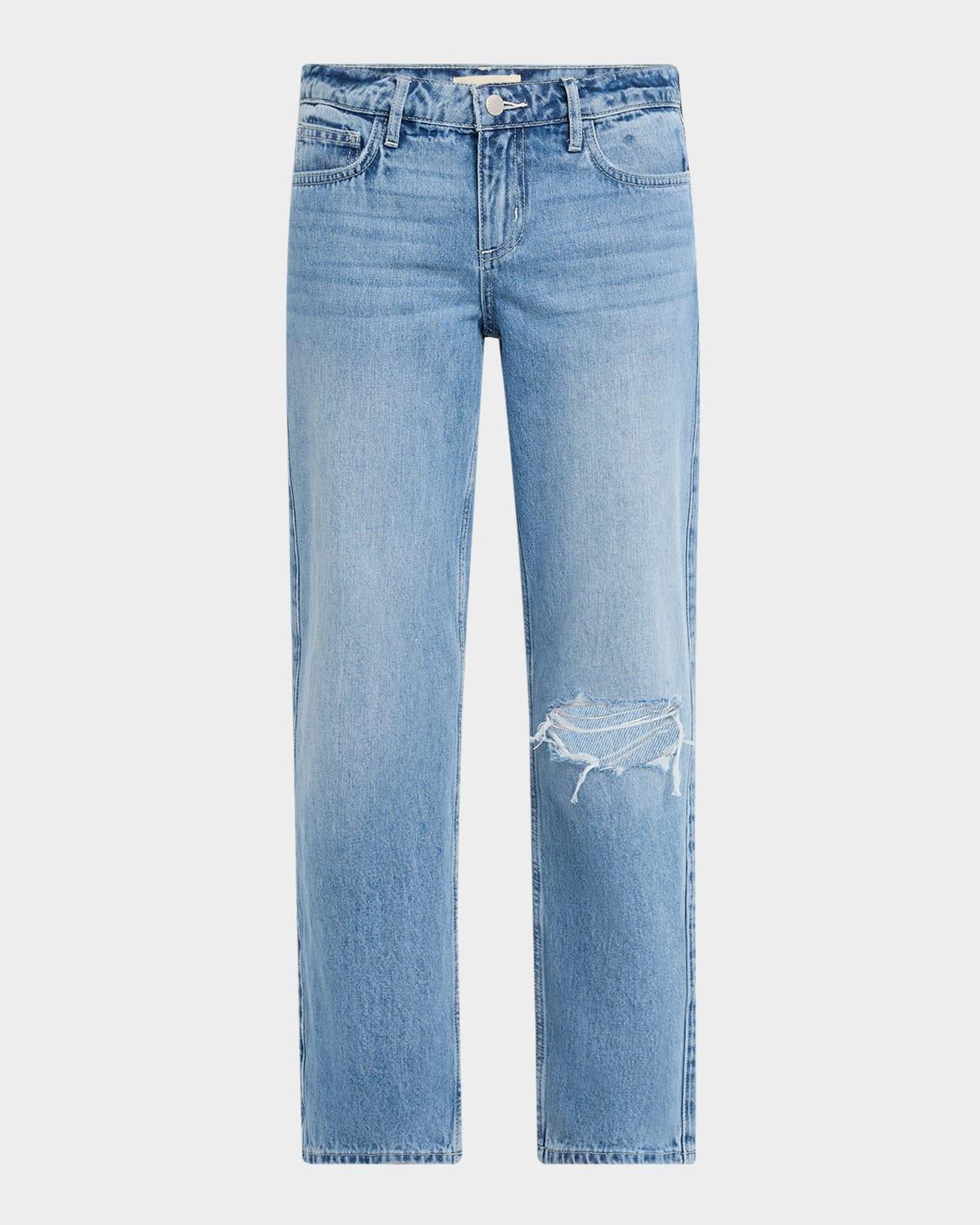 nevia low-rise distressed straight jeans