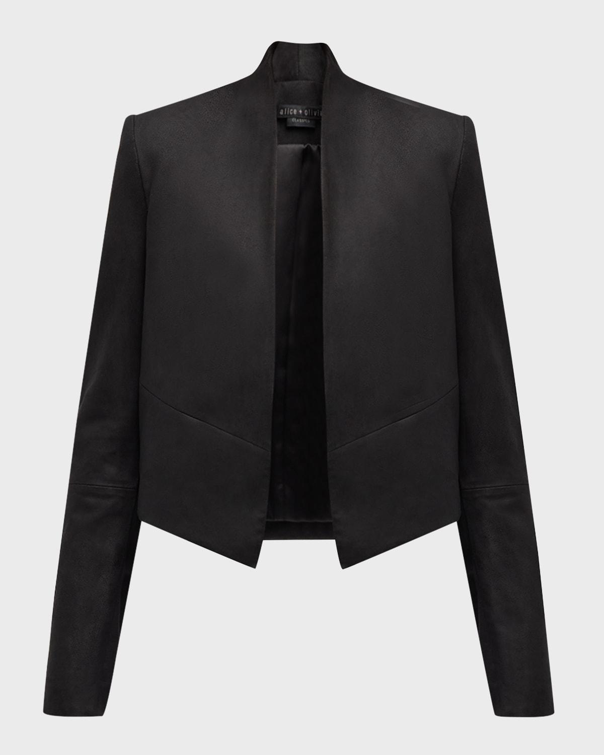 new harvey suede open-front jacket