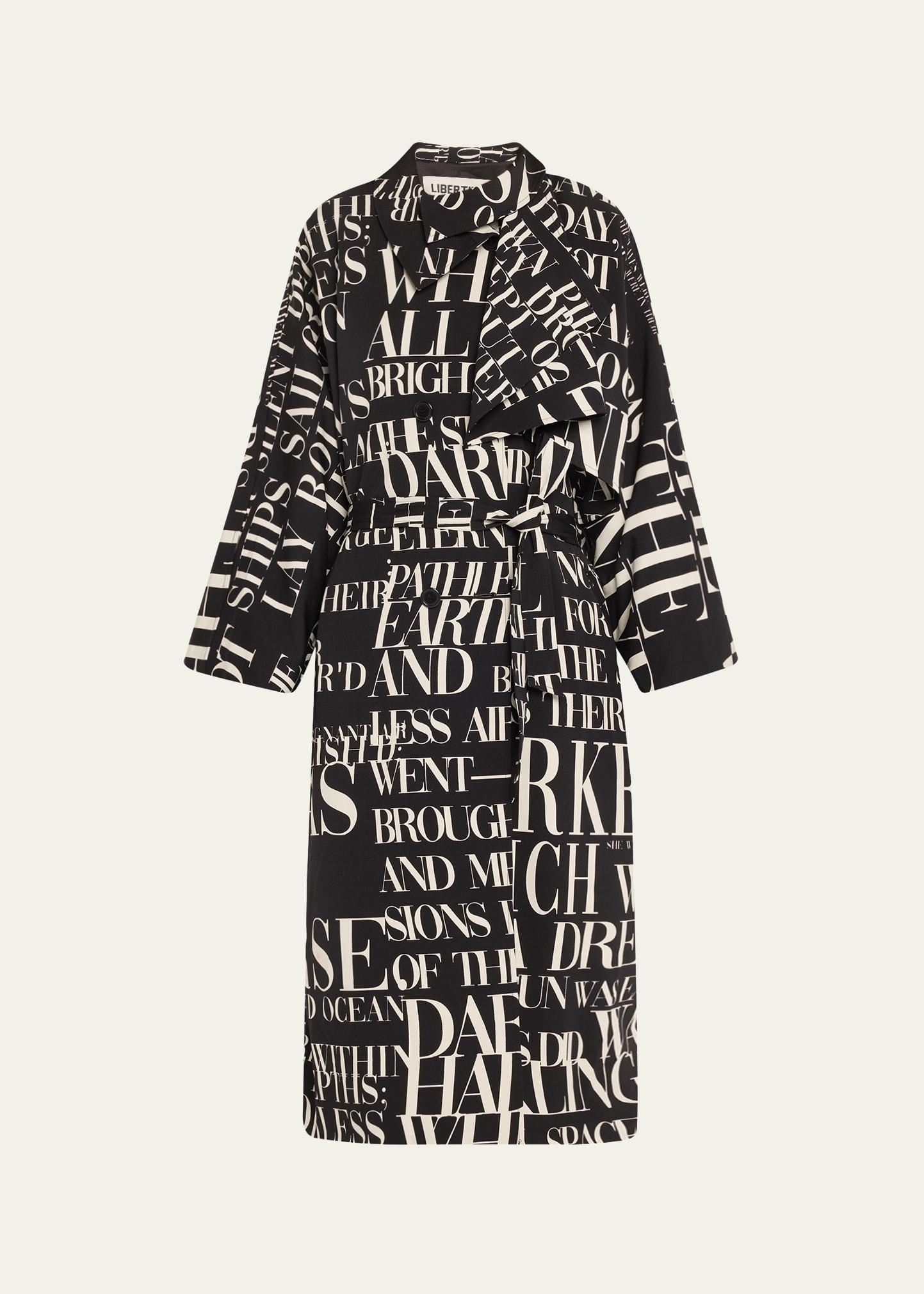 new wave poem noir-print long trench coat