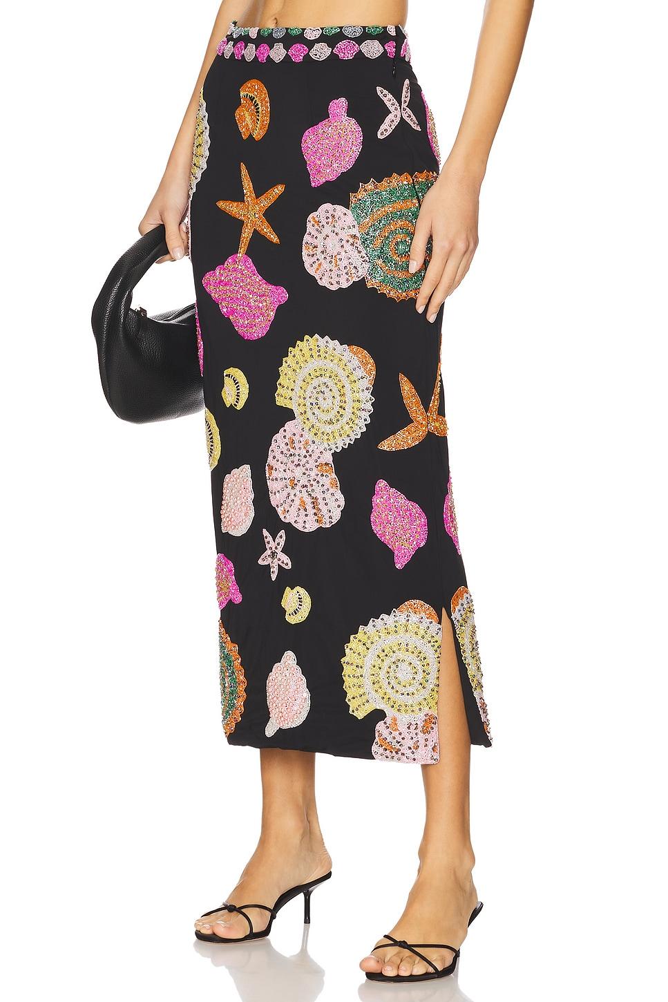 new york hand embellished midi skirt