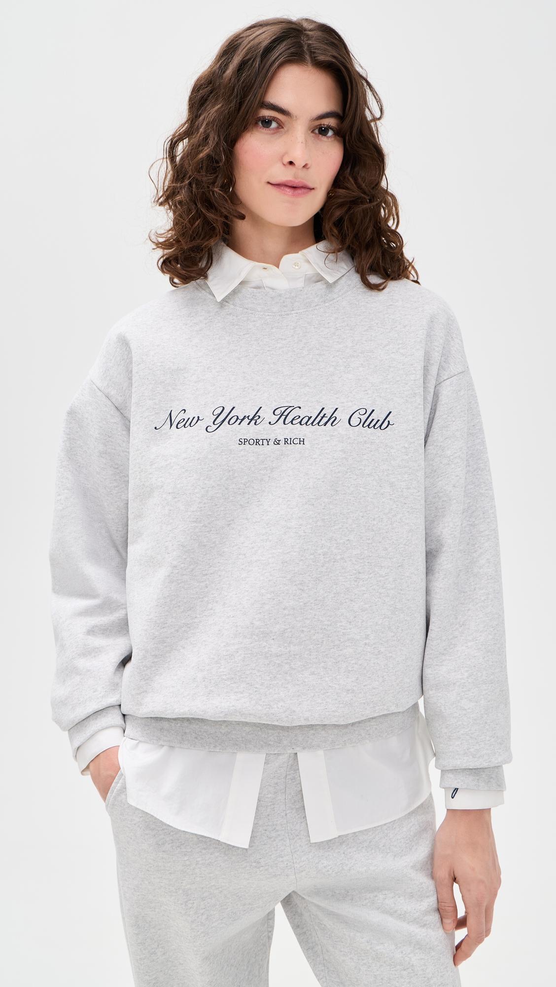new york health club crew neck sweatshirt