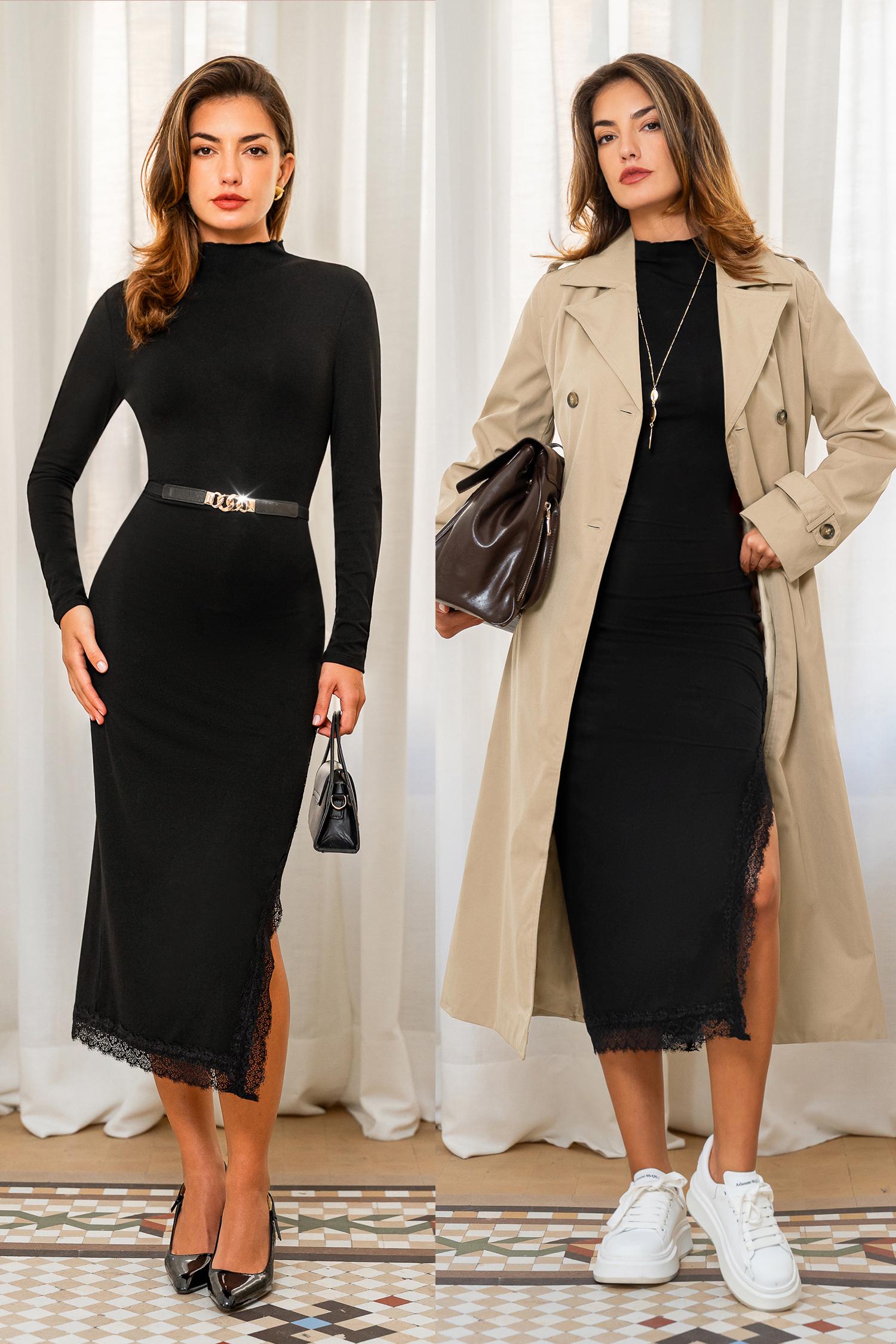 new york minute black maxi dress - l