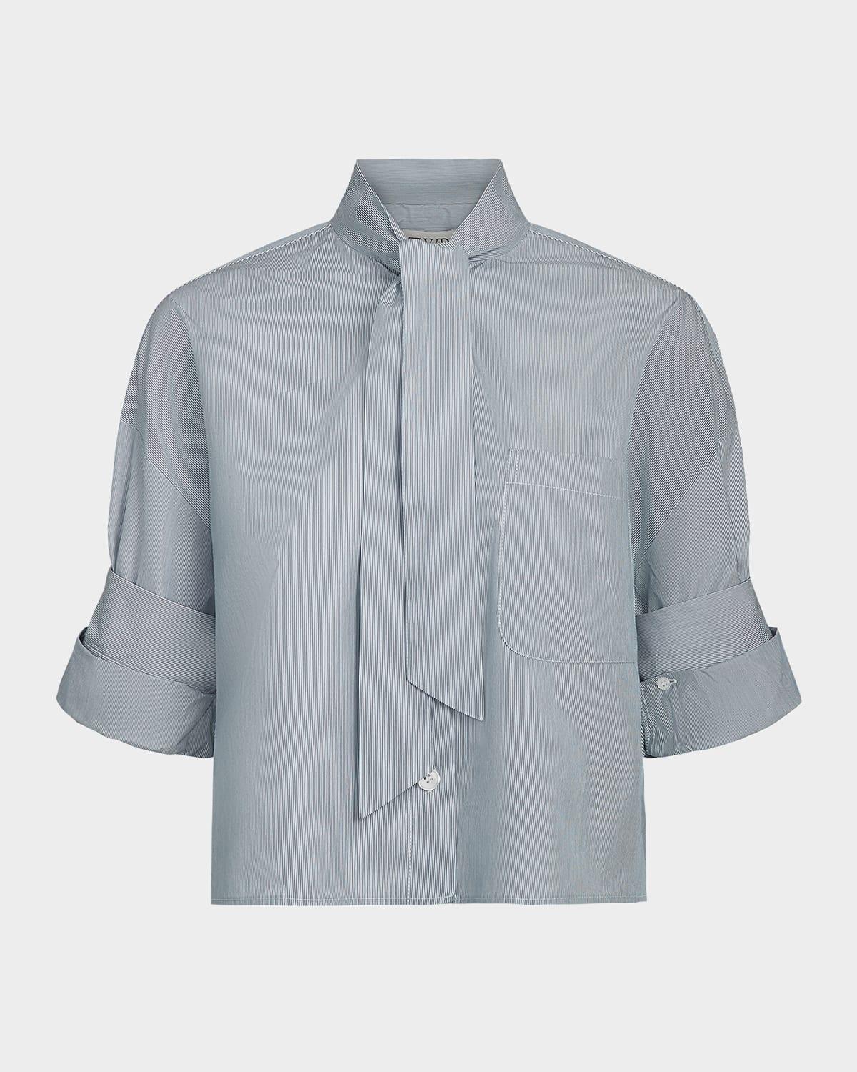 next ex striped shirt with tie