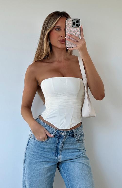 next to nothing strapless bustier cream