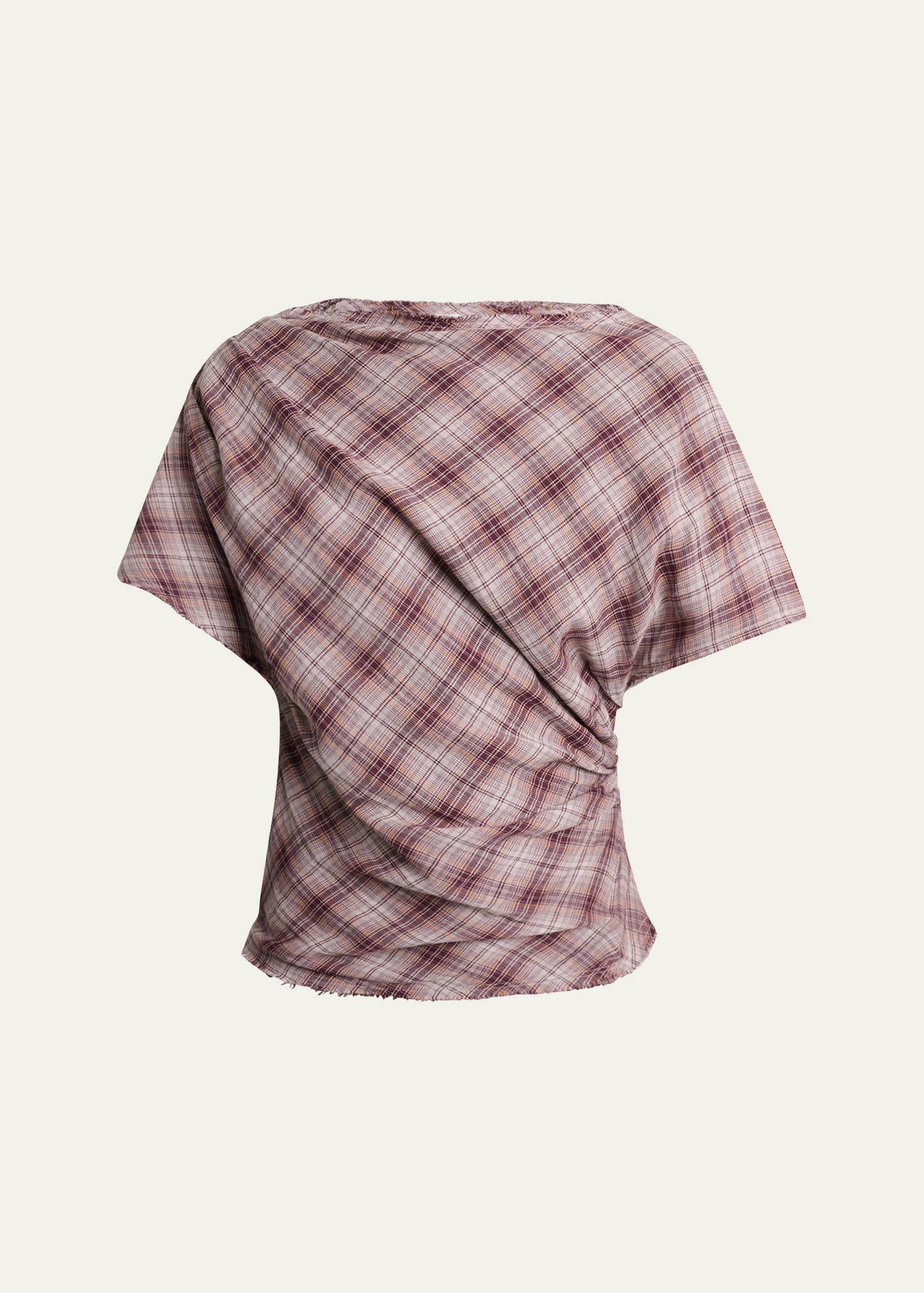 neyela plaid short-sleeve blouse