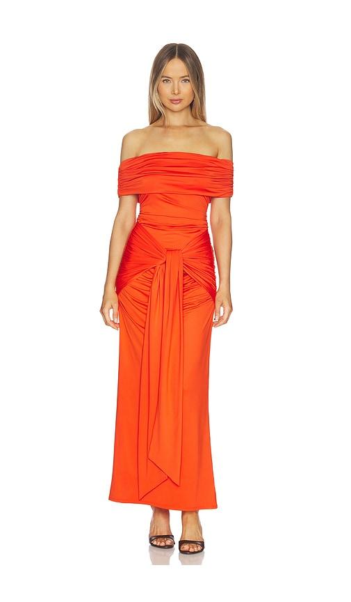 nia calista dress in orange.