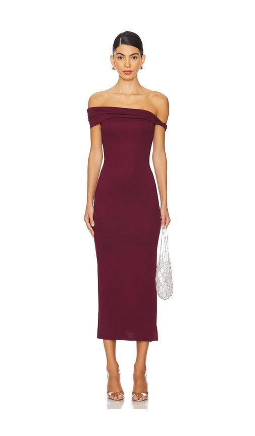 nia clara dress in burgundy.