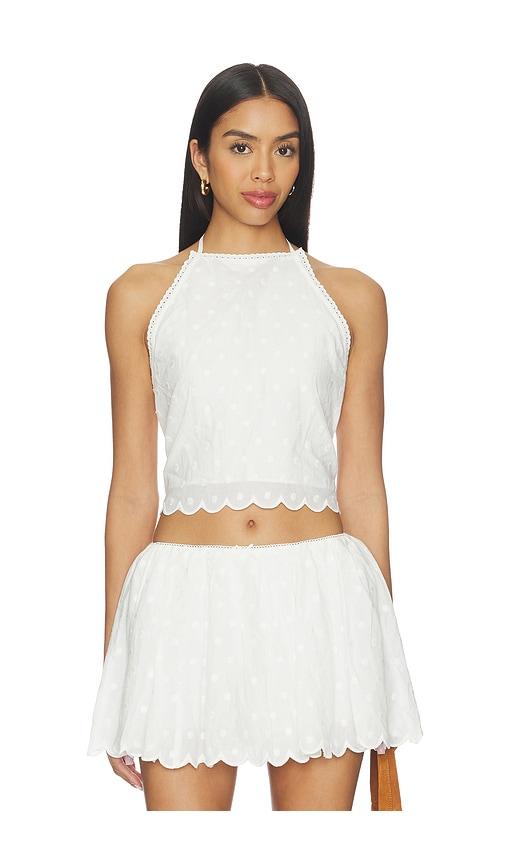 nia clavel top in white.