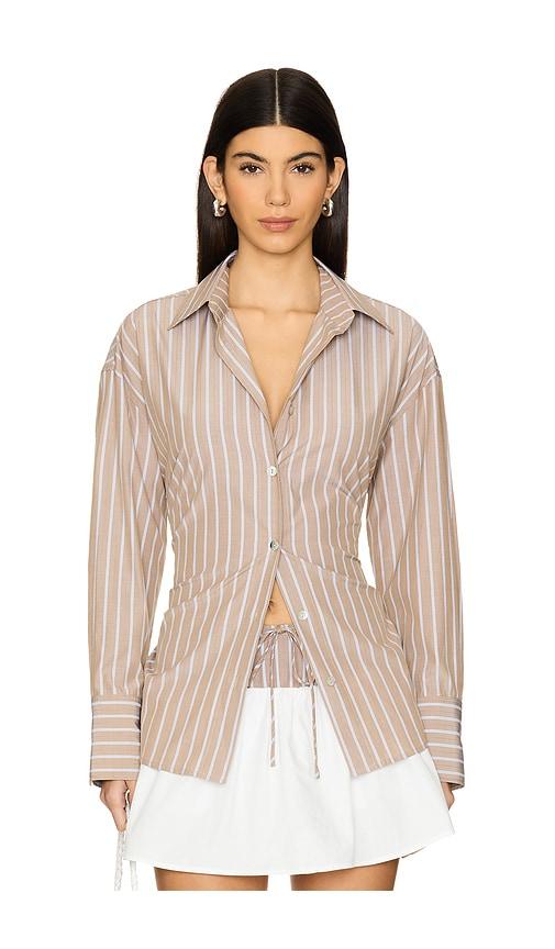 nia jules shirt in taupe.