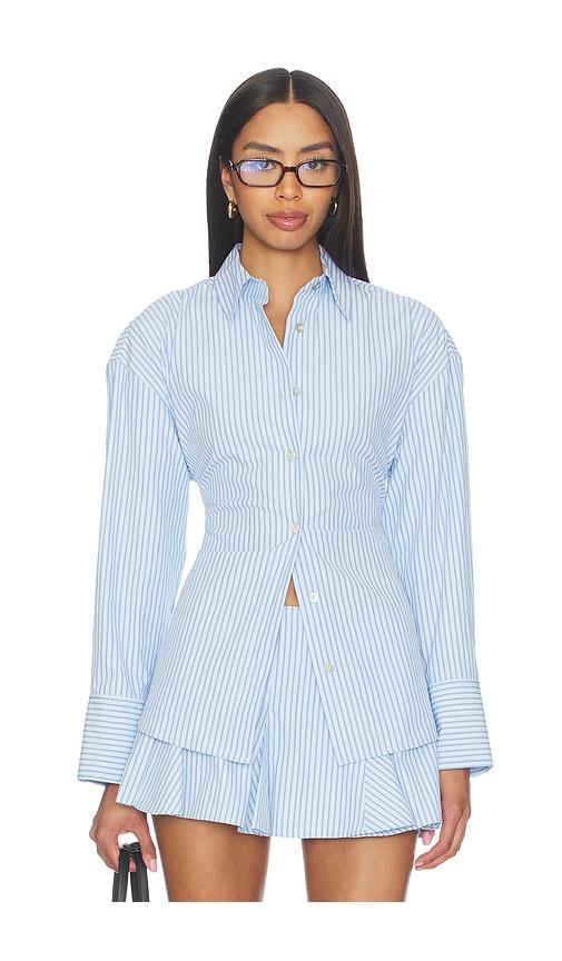 nia jules top in baby blue.