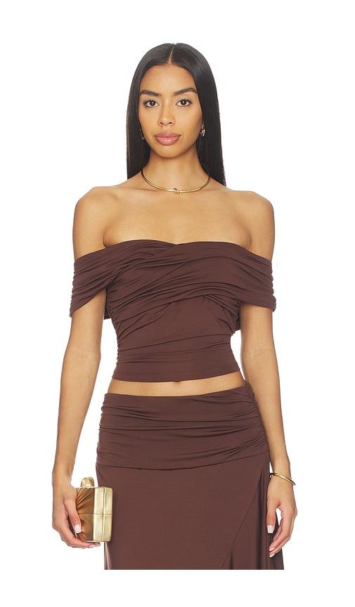 nia magnolia top in chocolate.