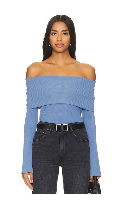 nia palmer sweater in blue.