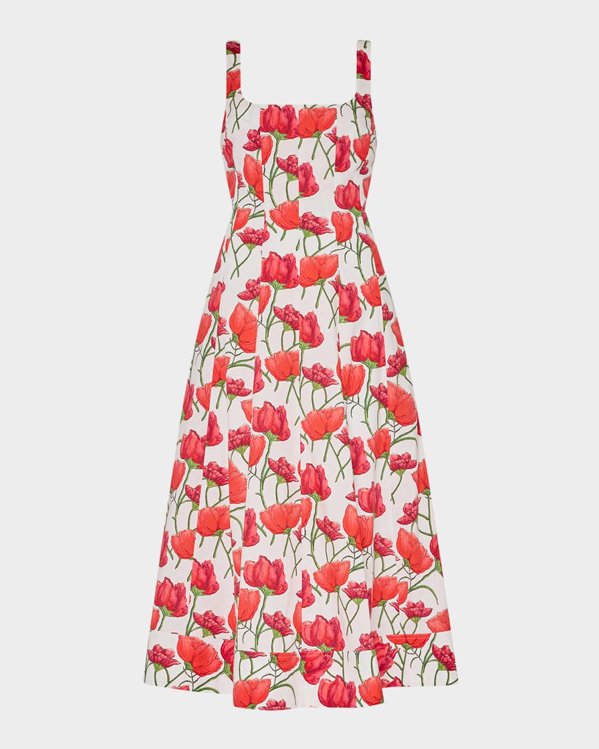 nia peony a-line midi dress