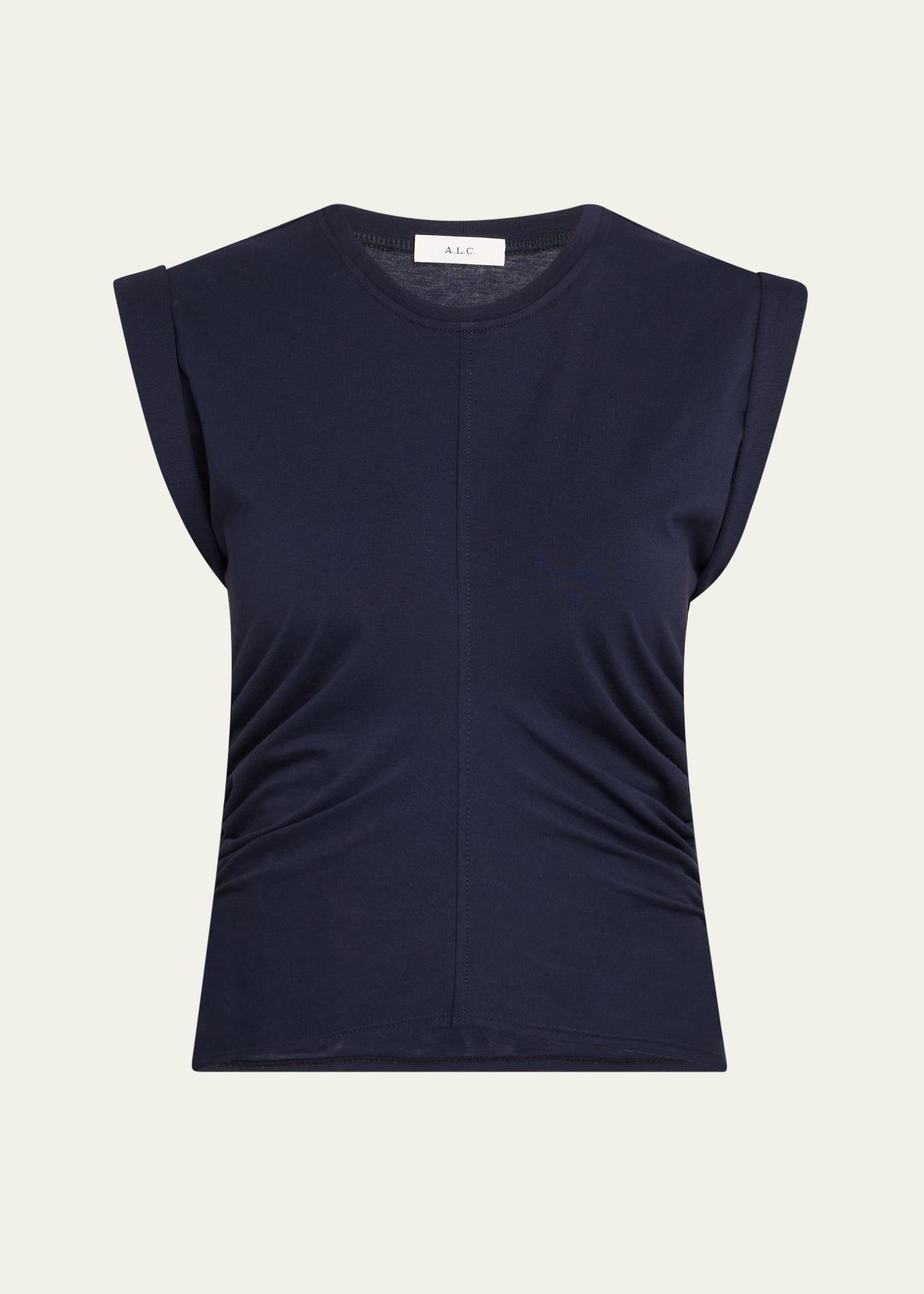 nia ruched cap-sleeve tee