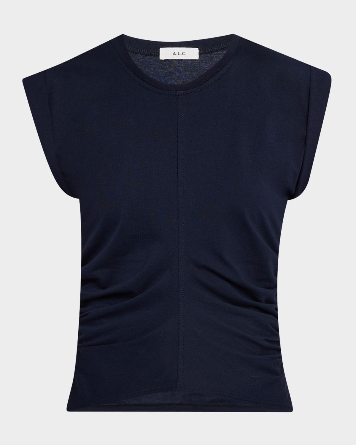 nia ruched cap-sleeve tee