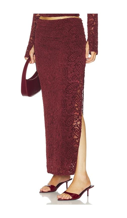 nia selena skirt in burgundy.