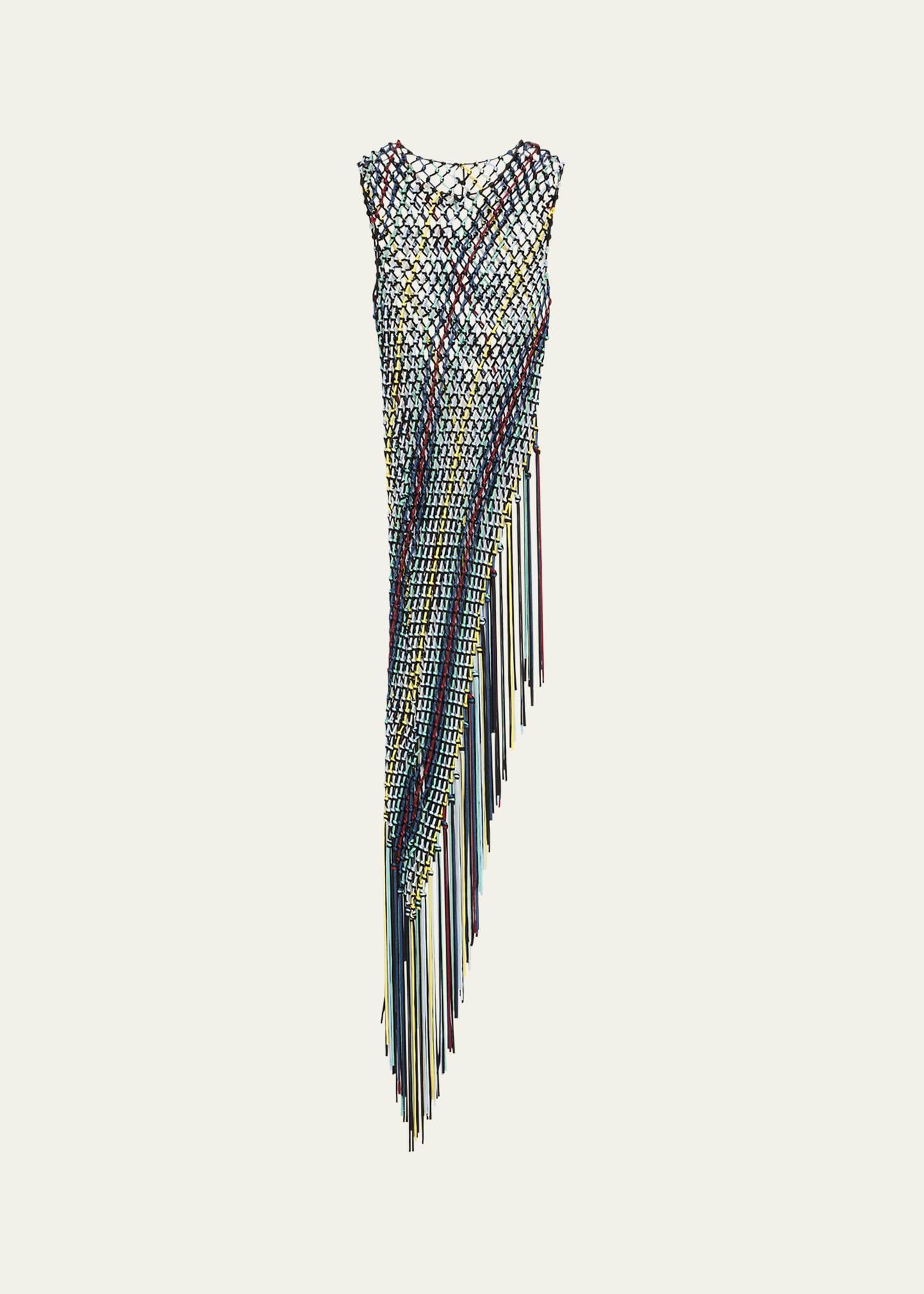 niamh fishnet asymmetric fringe tunic