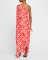 nick floral one-shoulder poncho ankle dress