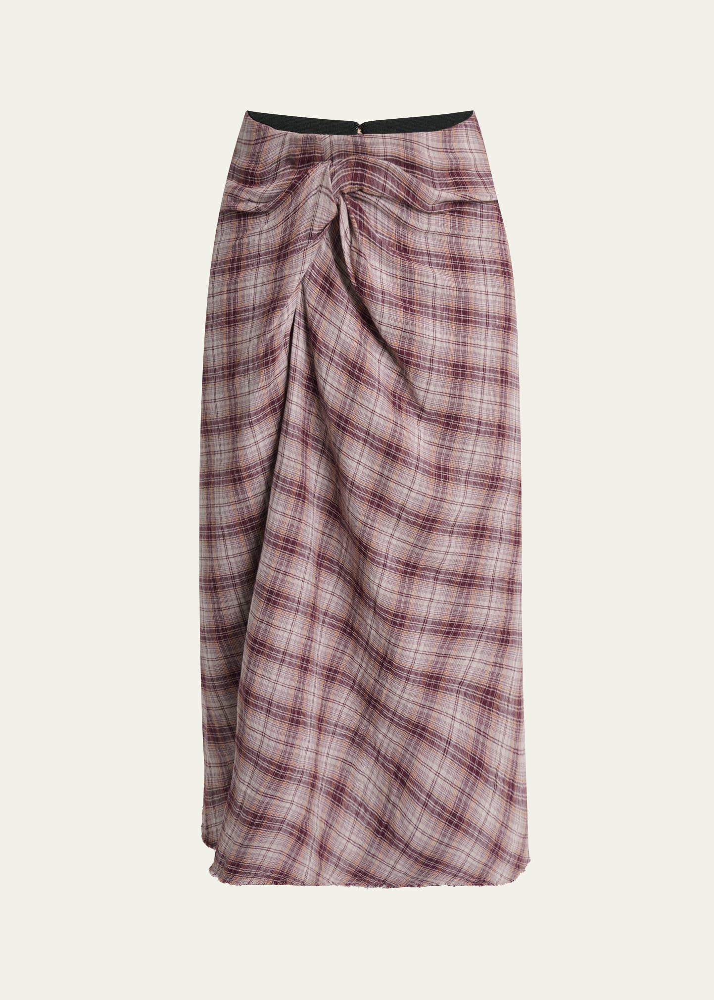 nicole plaid midi skirt