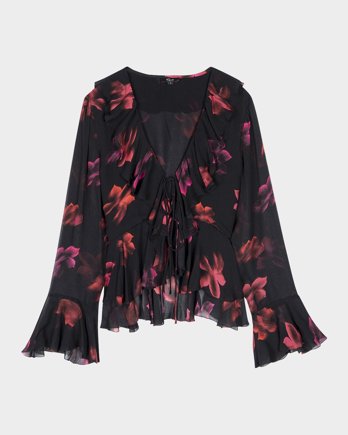 nicoletta floral chiffon long-sleeve top