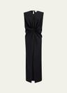 niel long twist front mohair wool dress