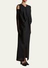 niel long twist front mohair wool dress