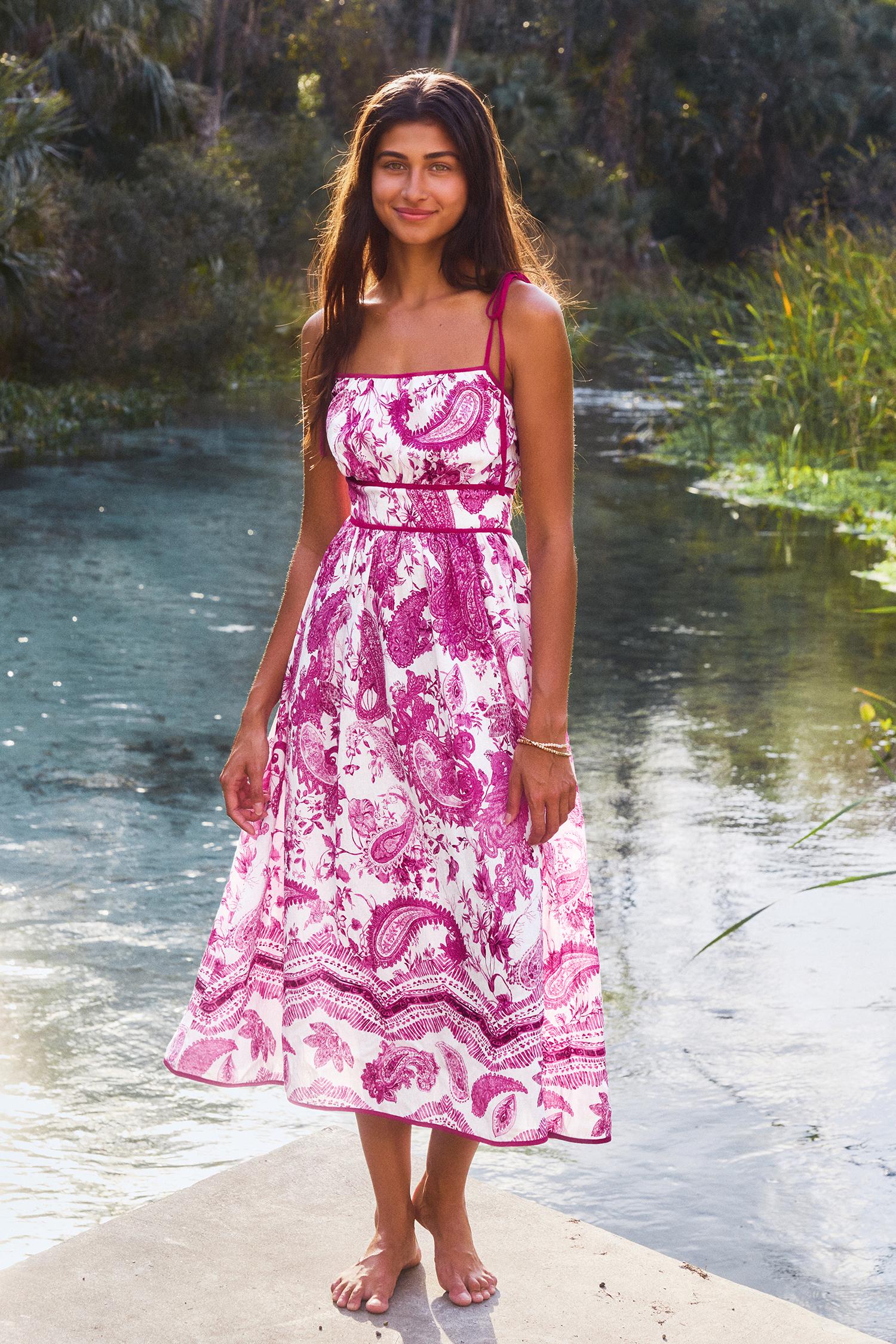 night show paisley midi dress - l