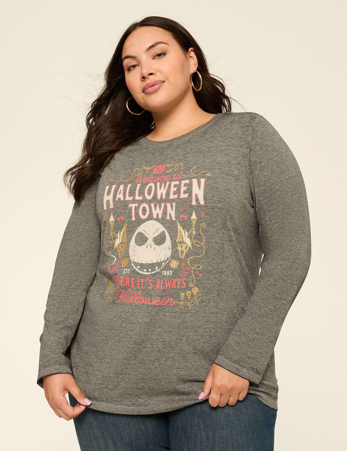nightmare before christmas halloween town long-sleeve graphic tee