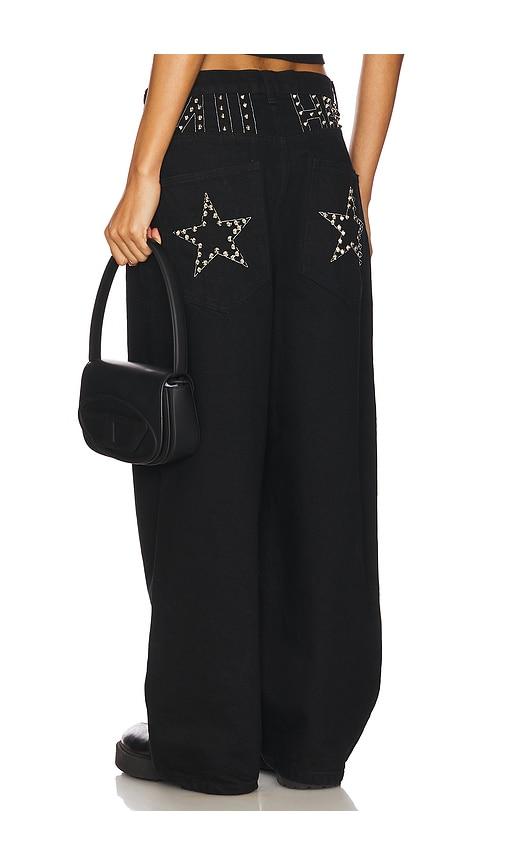 niihai baggy jeans with studs in black.