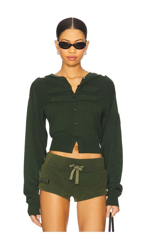 niihai button up cardigan in green.