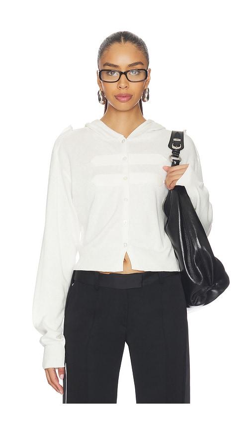 niihai button up cardigan in white.