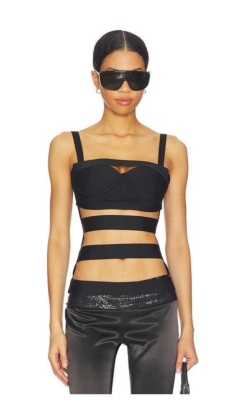 niihai sneak bandage top in black.
