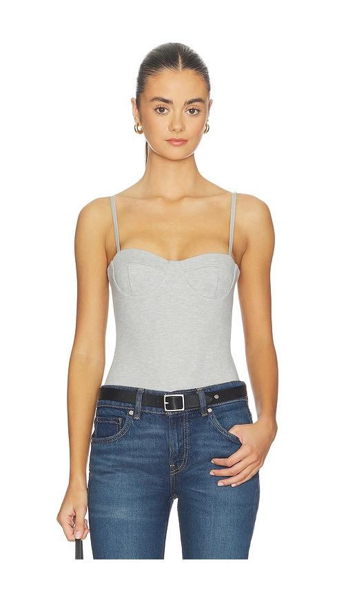 niihai the plunge bodysuit in grey.